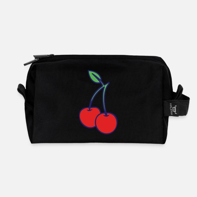 Kirschen - Recycelte Kulturtasche - Schwarz