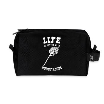La vie est meilleure avec Hobby Horse - Trousse de toilette en tissu recyclé - noir - Devant