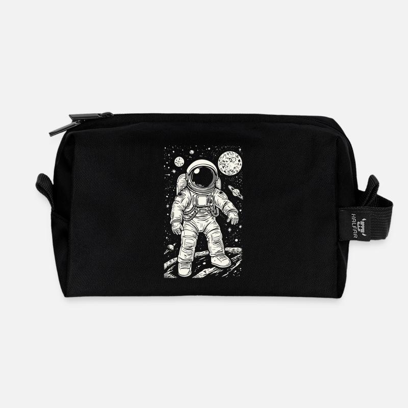 Astronaut auf dem Mars mit Sternen und Planeten - Recycelte Kulturtasche - Schwarz
