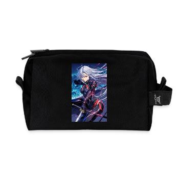 Anime Samouraï Fille - Trousse de toilette en tissu recyclé - noir - Devant