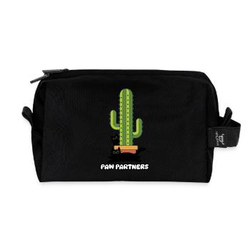 Les deux chats amis et complices à côté du cactus - Trousse de toilette en tissu recyclé - noir - Devant
