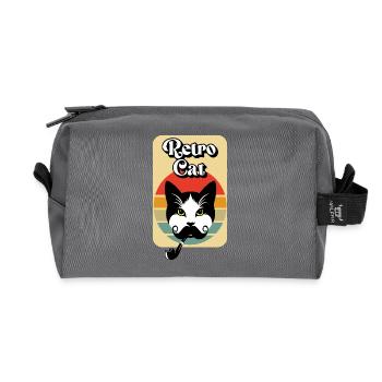 Retro-Katze - Recycelte Kulturtasche - Anthrazit - Vorne