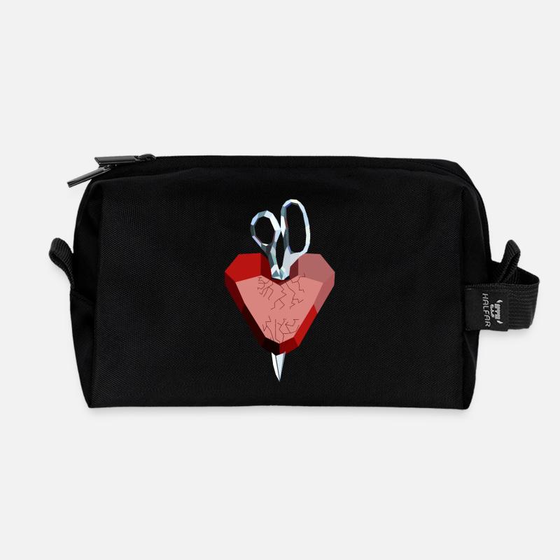 Gebrochenes Herz aus Rubin und Diamant - Recycelte Kulturtasche - Schwarz