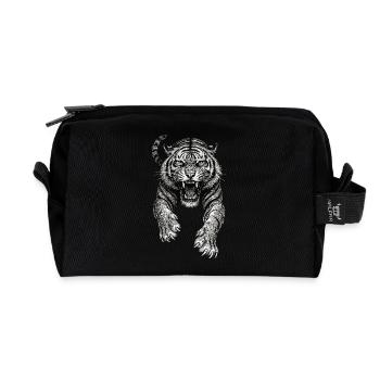 Tiger Skizze Zeichnung Schwarz Weiß Raubtier wild - Recycelte Kulturtasche - Schwarz - Vorne