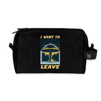 I Want To Leave Humour Burn Out & Escape - Recycled Toiletry Zip Bag - black - Front