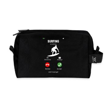 surfing is calling - Recycled Toiletry Zip Bag - black - Front