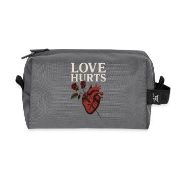L’amour blesse le cœur et la conception de la rose - Trousse de toilette en tissu recyclé - anthracite - Devant