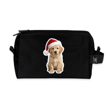 Cute Retriever puppy loves Christmas - Recycled Toiletry Zip Bag - black - Front