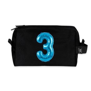 3. Geburtstag Shirt, Blauer Ballon Helium - Recycelte Kulturtasche - Schwarz - Vorne