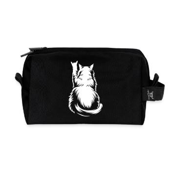 Rock Cat Back View – Devil Horns - Recycled Toiletry Zip Bag - black - Front