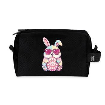 Pastellhäschen mit Herzbrille und Ei - Recycelte Kulturtasche - Schwarz - Vorne