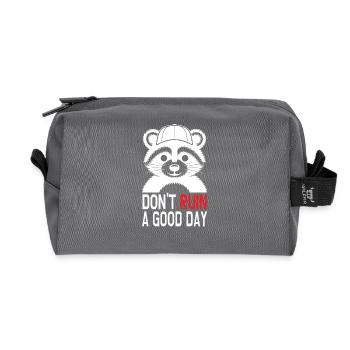 Panda dit : ne gâche pas une bonne journée - Trousse de toilette en tissu recyclé - anthracite - Devant