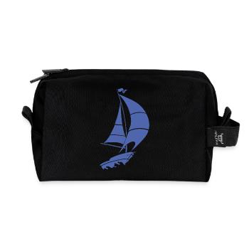 Minimalistisches Segelboot See Silhouette - Recycelte Kulturtasche - Schwarz - Vorne