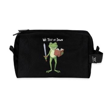 Dawn Quest Frog with Book - Recycled Toiletry Zip Bag - black - Front