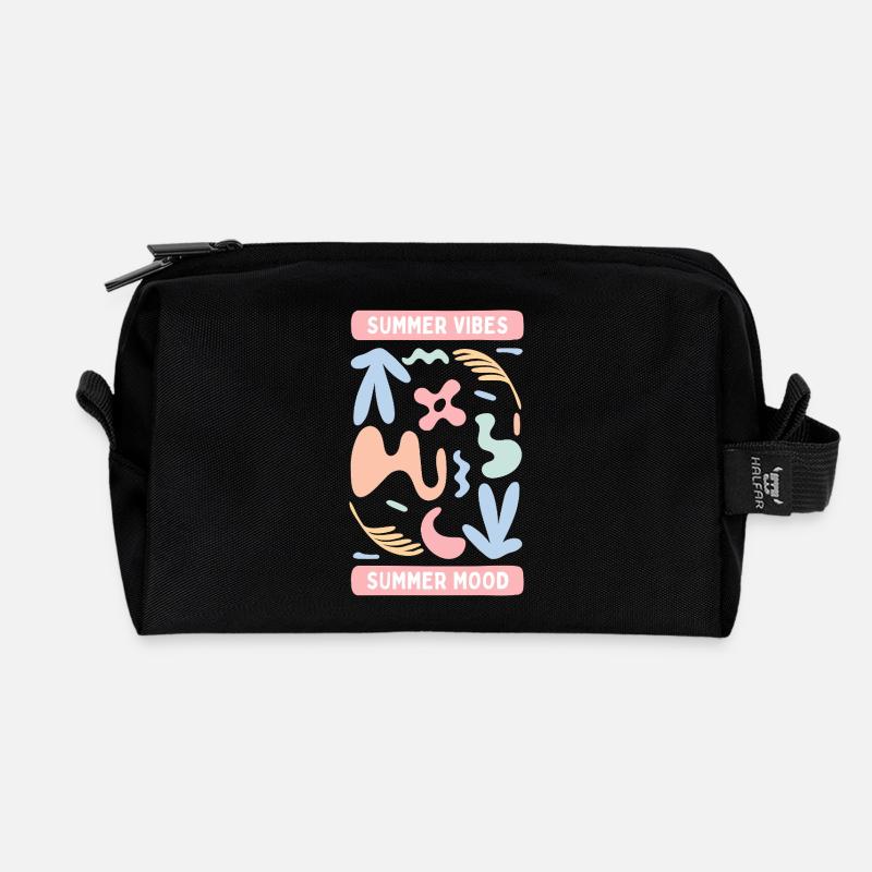 Pastel Abstract Summer Vibes - Recycled Toiletry Zip Bag - black