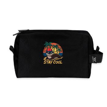 Loutre avec lunettes de soleil et casquette de baseball sur la plage - Trousse de toilette en tissu recyclé - noir - Devant