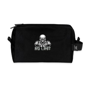 No Limit Hard Workout Skull with Dumbbell - Recycled Toiletry Zip Bag - black - Front