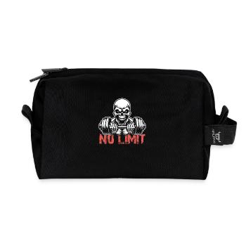No Limit Hard Workout Skull with Dumbbell - Recycled Toiletry Zip Bag - black - Front