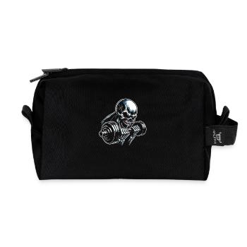 No Limit Workout Bodybuilding Skull with Dumbbell - Recycled Toiletry Zip Bag - black - Front