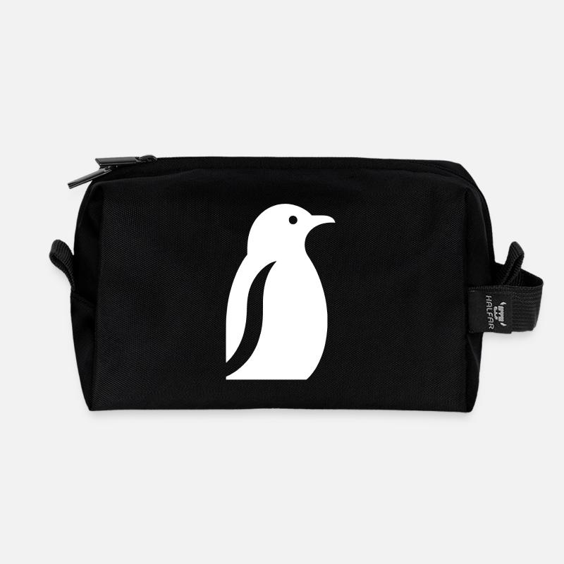 Pinguin Südpol Silhouette Minimalistisch - Recycelte Kulturtasche - Schwarz