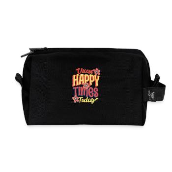 Schöne Zeit Spruch Retro Blumen Look - Recycelte Kulturtasche - Schwarz - Vorne