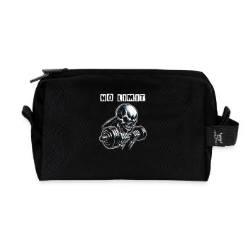 No Limit Workout Bodybuilding Skull with Dumbbell - Recycled Toiletry Zip Bag - black - Front