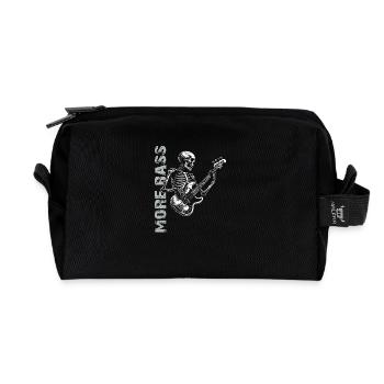 Skelett Skull mit Bassgitarre und Spruch Mehr Bass - Recycelte Kulturtasche - Schwarz - Vorne
