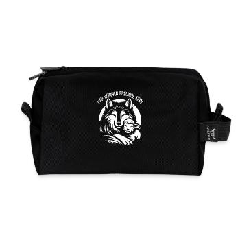 Wolf und Lamm wir können alle Freunde sein - Recycelte Kulturtasche - Schwarz - Vorne