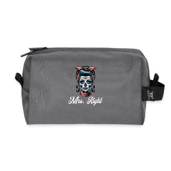Mrs. Right Skull Face Paint Sugar Skull - Recycled Toiletry Zip Bag - anthracite - Front
