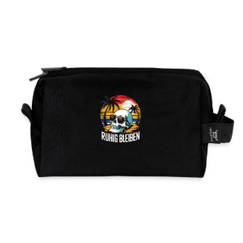 Crâne avec casquette de baseball lunettes de soleil sur la plage - Trousse de toilette en tissu recyclé - noir - Devant