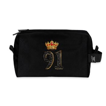 91 Number Crown - Recycled Toiletry Zip Bag - black - Front