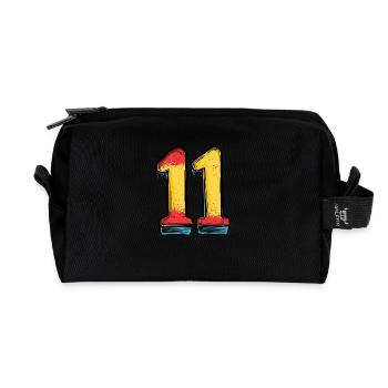 11 Number Comic - Recycled Toiletry Zip Bag - black - Front