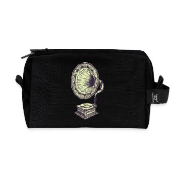 Music vintage gramophone - Recycled Toiletry Zip Bag - black - Front