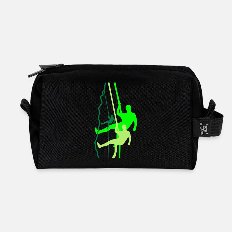 Climber rappelling - Recycled Toiletry Zip Bag - black