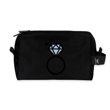 Engagement ring with diamond - Recycled Toiletry Zip Bag - black - Front