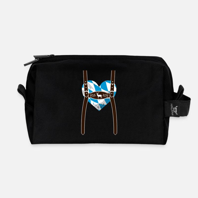 Lederhose & Bayern Flaggen Herz - Recycelte Kulturtasche - Schwarz