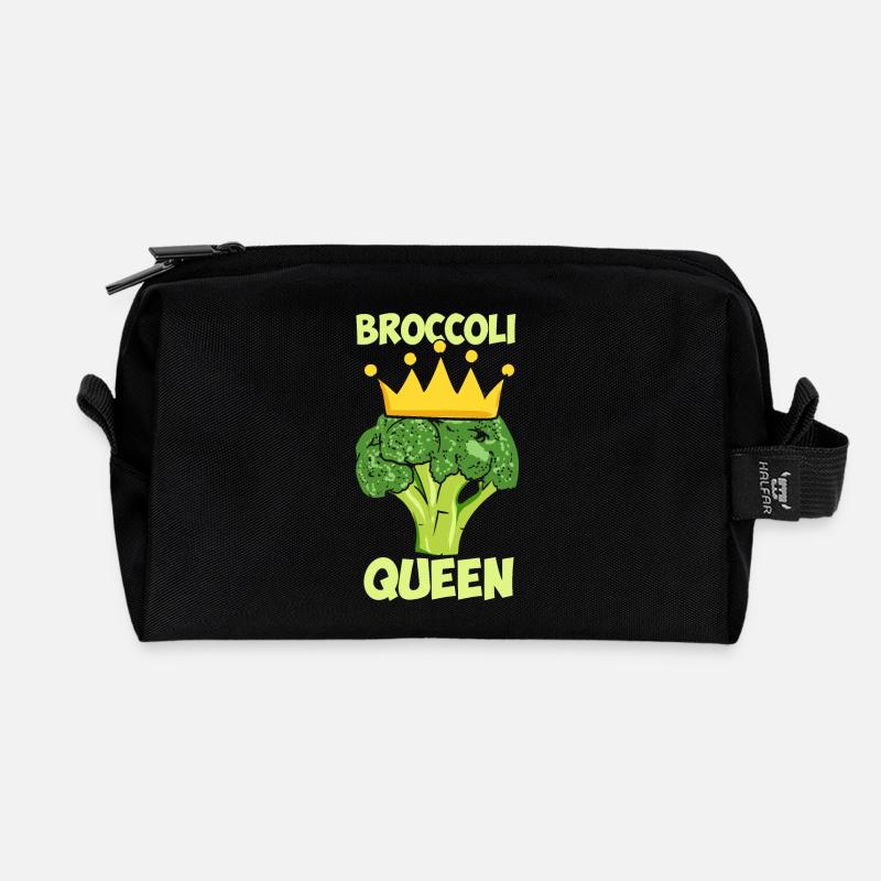 Broccoli Queen Broccoholic Brokkoli Vegan Gemüse - Recycelte Kulturtasche - Schwarz