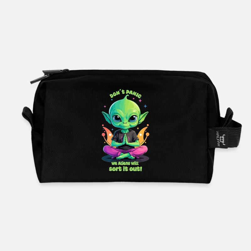 Cute Alien régule cela ! - Trousse de toilette en tissu recyclé - noir