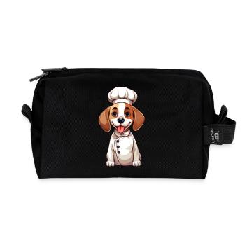 Conception de bande dessinée mignonne Beagle Chef - Trousse de toilette en tissu recyclé - noir - Devant