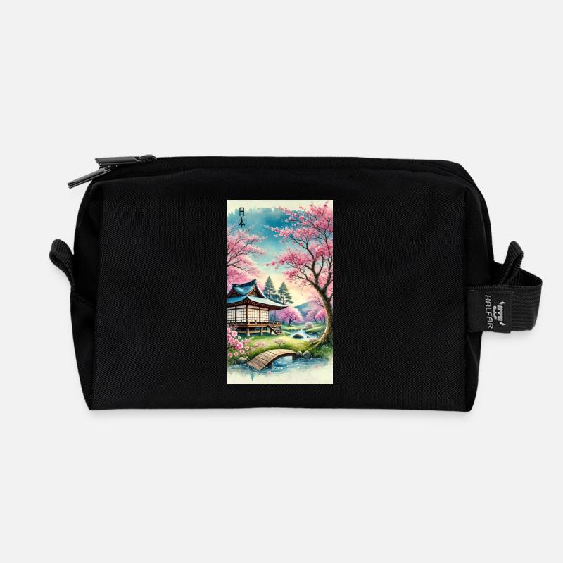 Japan Kirchenblüten Otaku Design - Recycelte Kulturtasche - Schwarz