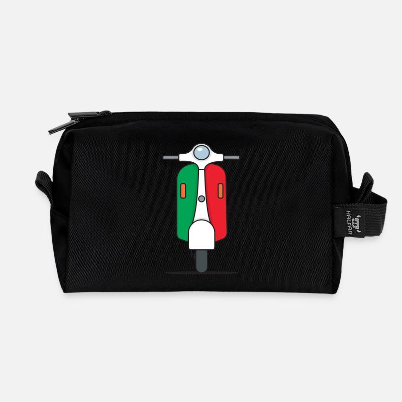 Wunderschönes Italienischer Roller Design - Recycelte Kulturtasche - Schwarz
