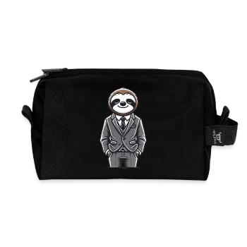 Chill paresseux en costume illustration - Trousse de toilette en tissu recyclé - noir - Devant
