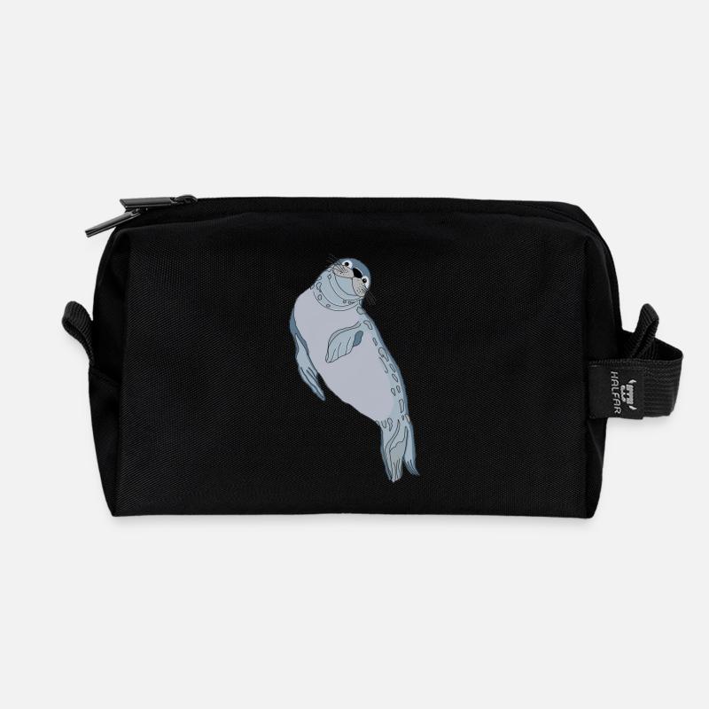 Robbe Seehund - Recycelte Kulturtasche - Schwarz