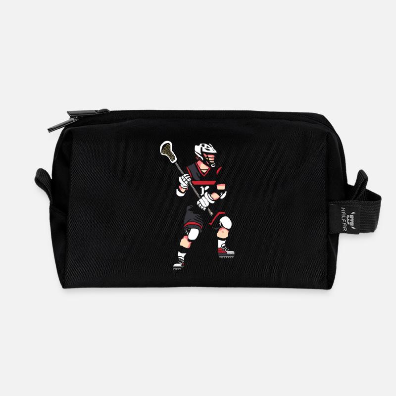 Lacrosse Spieler Pixel - Recycelte Kulturtasche - Schwarz