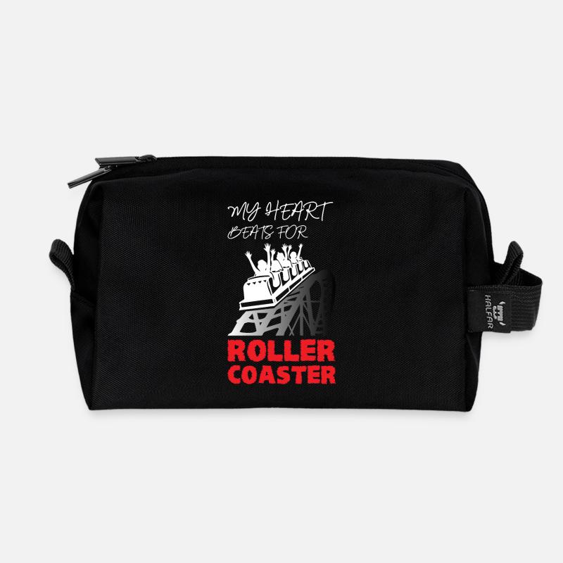 My Heart Beats for Roller Coaster - Recycelte Kulturtasche - Schwarz