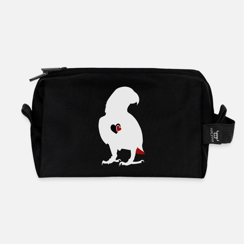 African grey parrot - Recycled Toiletry Zip Bag - black