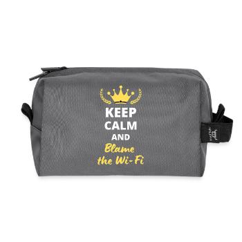 "Keep Calm and Blame the WiFi" - Humor technology - Recycled Toiletry Zip Bag - anthracite - Front