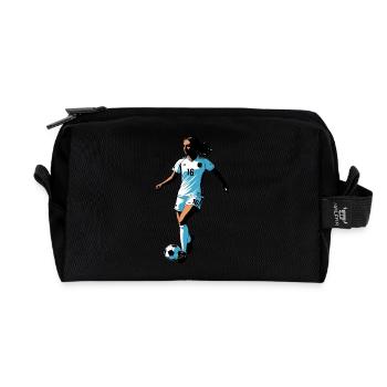 Football Woman - Relatable Sports Sticker - Recycled Toiletry Zip Bag - black - Front