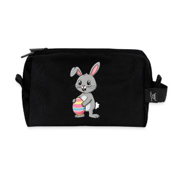 Animal Cartoon Easter Bunny - Recycled Toiletry Zip Bag - black - Front