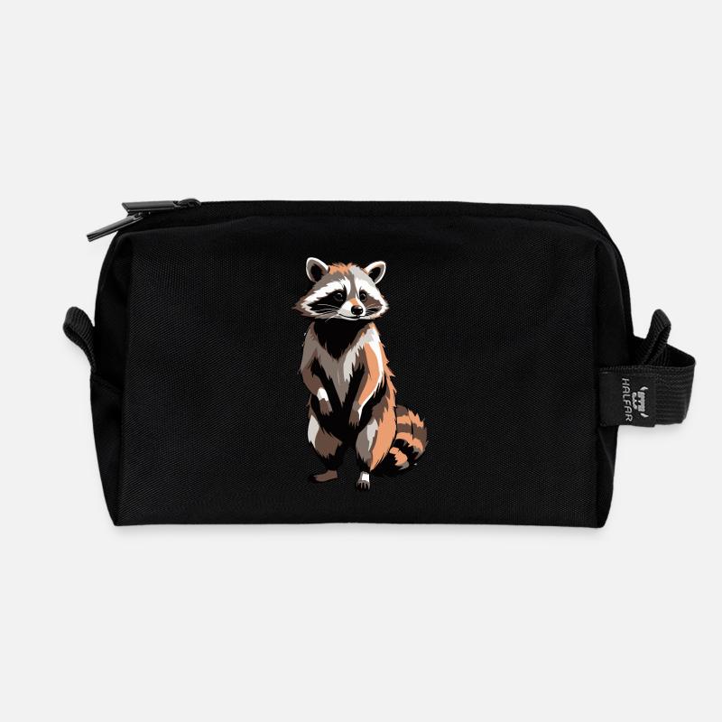 Waschbär - Cute Animal Sticker - Recycelte Kulturtasche - Schwarz